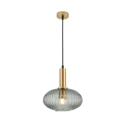 ORION Carneval pendellampe, antik messing/røggrå, Ø 25 cm, glas