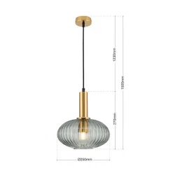 ORION Carneval pendellampe, antik messing/røggrå, Ø 25 cm, glas