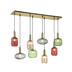 ORION Pendellamper>Carneval pendellampe, farverig, længde 140 cm, glas, 8 lyskilder.