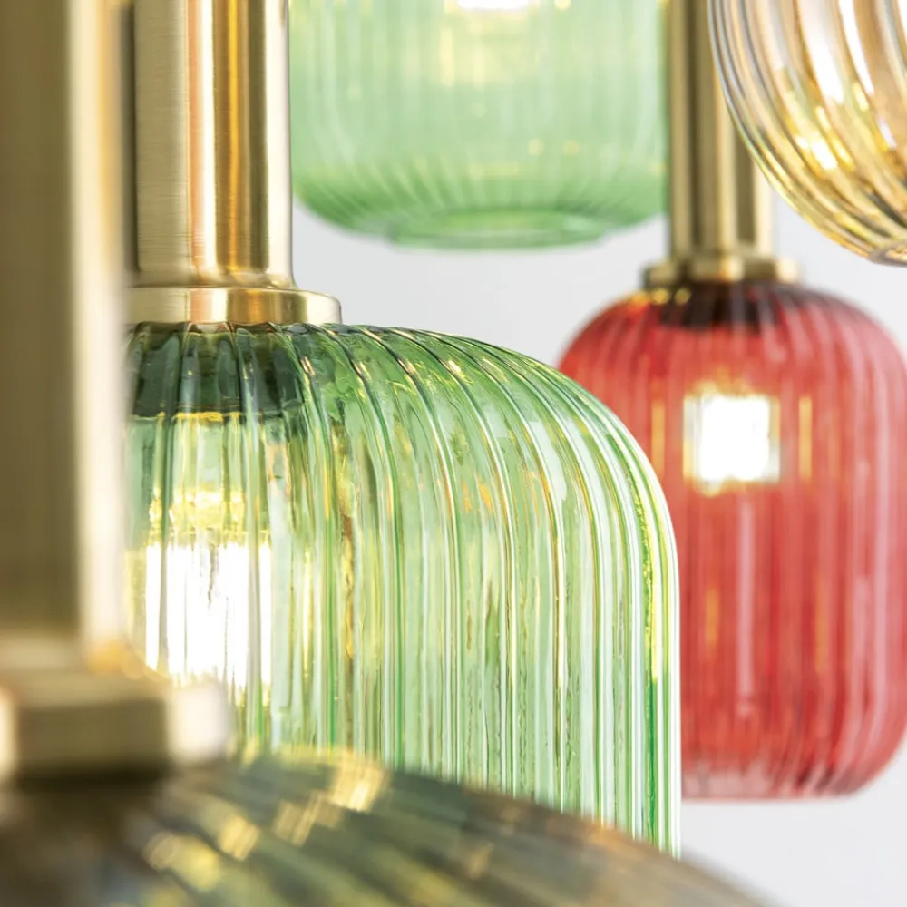 ORION Pendellamper>Carneval pendellampe, farverig, længde 140 cm, glas, 8 lyskilder.