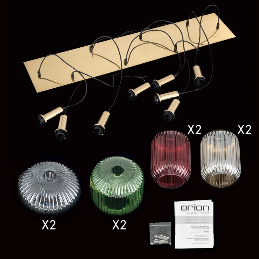 ORION Pendellamper>Carneval pendellampe, farverig, længde 140 cm, glas, 8 lyskilder.