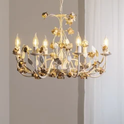 ONLI Carolina lysekrone, elfenbensfarvet, 6 lyskilder, jern