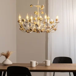 ONLI Carolina lysekrone, elfenbensfarvet, 6 lyskilder, jern