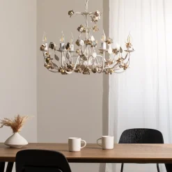 ONLI Carolina lysekrone, elfenbensfarvet, 6 lyskilder, jern