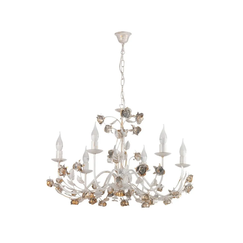 ONLI Carolina lysekrone, elfenbensfarvet, 6 lyskilder, jern