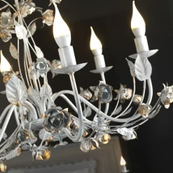 ONLI Carolina lysekrone, elfenbensfarvet, 6 lyskilder, jern