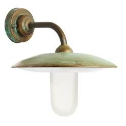 Moretti Luce Casale udendørs væglampe, antik messing, opal glas
