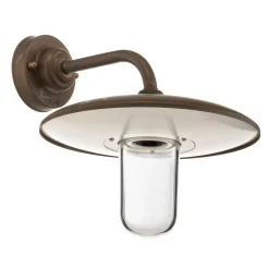 Moretti Luce Casale udendørs væglampe, antik kobber klart glas