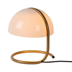 Lucide Cato retro-bordlampe med skærm af mælkeglas, hvid