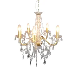 Cecilia lysekrone, guld, jern/akryl, Ø 52 cm, 5 lyskilder.^Näve Hot