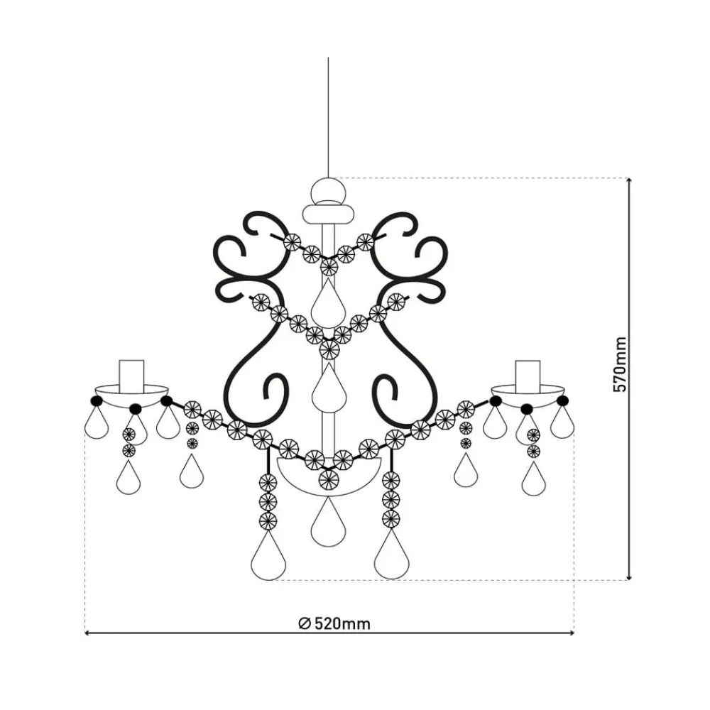 Cecilia lysekrone, guld, jern/akryl, Ø 52 cm, 5 lyskilder.^Näve Hot