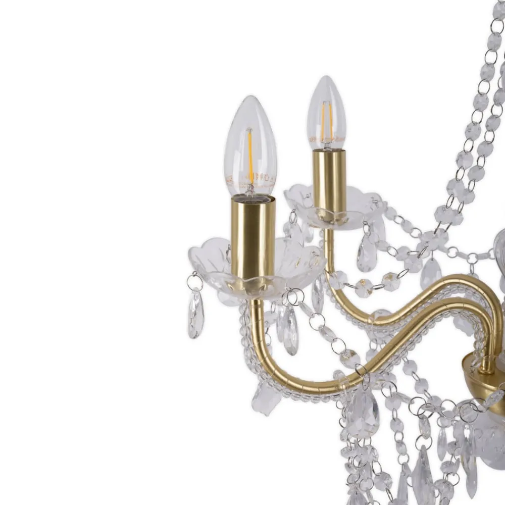 Cecilia lysekrone, guld, jern/akryl, Ø 52 cm, 5 lyskilder.^Näve Hot