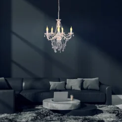 Näve Cecilia lysekrone, hvid, jern/akryl, Ø 52 cm, 5 lyskilder.