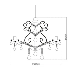 Näve Cecilia lysekrone, hvid, jern/akryl, Ø 52 cm, 5 lyskilder.
