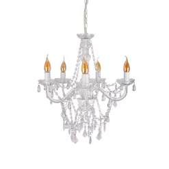 Näve Cecilia lysekrone, hvid, jern/akryl, Ø 52 cm, 5 lyskilder.