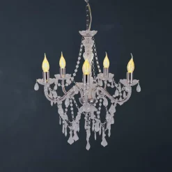 Näve Lysekroner>Cecilia lysekrone, krom, jern/akryl, Ø 52 cm, 5 lyskilder.