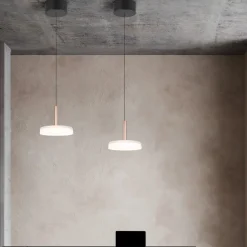 Trio Lighting Celeste LED-hængelampe, hvid/brun, Ø 22 cm, glas, dæmpbar