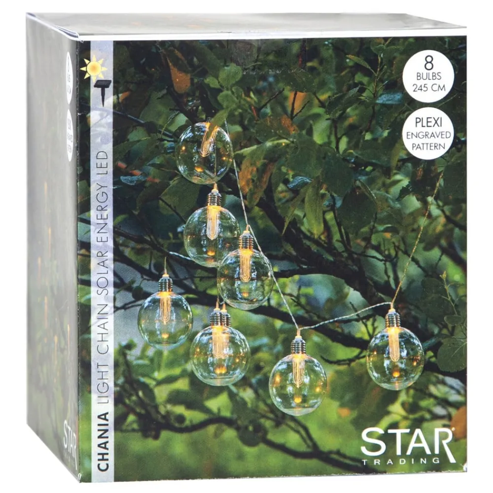STAR TRADING Dekorationsbelysning|Solcellelamper>Chania LED-solcellelyskæde, 8 lyskilder