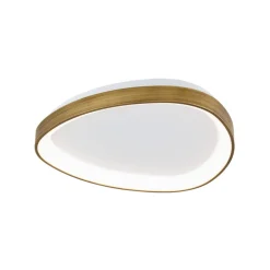 ORION Charlie loftlampe, Ø 45 cm, opalhvid, antik messingfarve