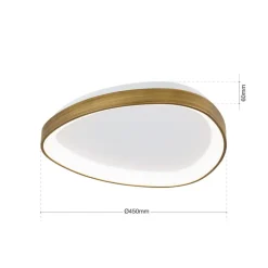 ORION Charlie loftlampe, Ø 45 cm, opalhvid, antik messingfarve