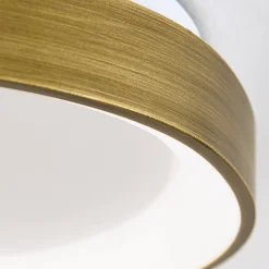 ORION Charlie loftlampe, Ø 45 cm, opalhvid, antik messingfarve