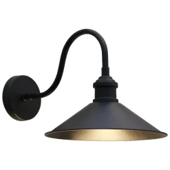 ROYALTECH Christer væglampe, sort, bredde 24 cm, metal, E27