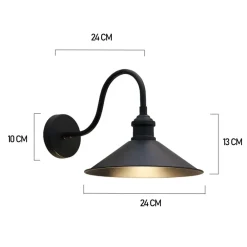 ROYALTECH Christer væglampe, sort, bredde 24 cm, metal, E27