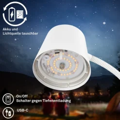 Briloner Cielo LED-gulvlampe, hvid, touchdæmper, USB-kabel