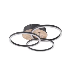 Reality Leuchten Circle LED-loftlampe 3 lysk fjernbetjening træ