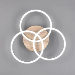 Reality Leuchten Circle LED-loftlampe 3 lysk fjernbetjening træ