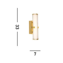 Clamp LED-væglampe, guld/hvidt stål, glas, IP44^Searchlight Clearance