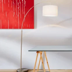 Brilliant Gulvlamper|Gulvlamper>Clarie gulvlampe, hvid, jernfarvet, 180 cm, stof/metal