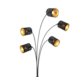 Clarke gulvlampe, sort/guld, 5 lyskilder^Globo Discount