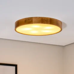 Cleo loftlampe, Ø 57,5 cm, 5 lyskilder, egetræ, E27^TEMAR LIGHTING Discount