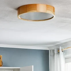 Cleo loftlampe, Ø 37,5 cm, 3 lyskilder, fyrretræ, E27^TEMAR LIGHTING Sale