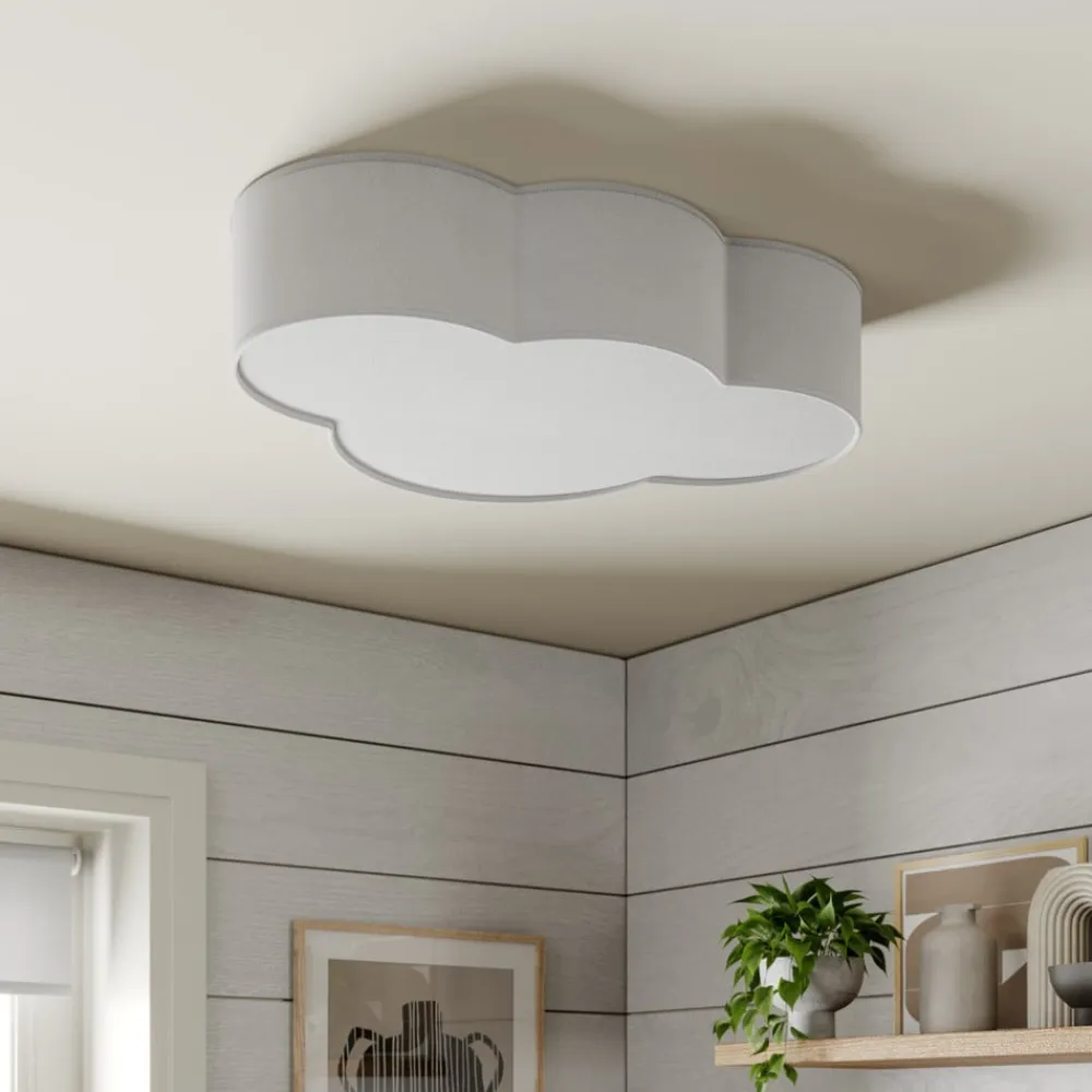 Cloud loftlampe, hvid, tekstil, længde 62 cm, E27, 4 lyskilder.^TK Lighting Outlet