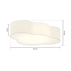 Cloud loftlampe, hvid, tekstil, længde 62 cm, E27, 4 lyskilder.^TK Lighting Outlet