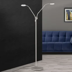 ORION Cobra LED-gulvlampe, 2 lyskilder, mat nikkel