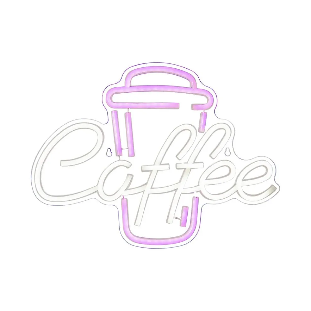 STAR TRADING Coffee LED-væglampe, pink/hvid, plexiglas, 40 x 30 cm USB