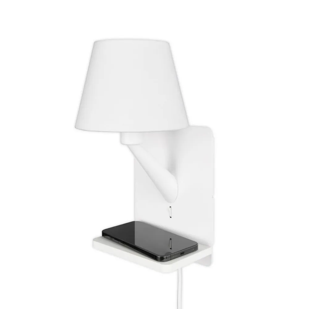 Trio Lighting Comfort væglampe, mat hvid, metal, stik, E14