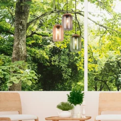 Trio Lighting Cork hængelampe, flerfarvet, Ø 30 cm, 3 lyskilder, glas/kork