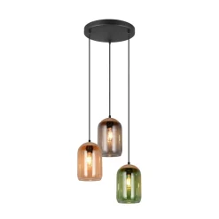 Trio Lighting Cork hængelampe, flerfarvet, Ø 30 cm, 3 lyskilder, glas/kork