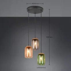 Trio Lighting Cork hængelampe, flerfarvet, Ø 30 cm, 3 lyskilder, glas/kork