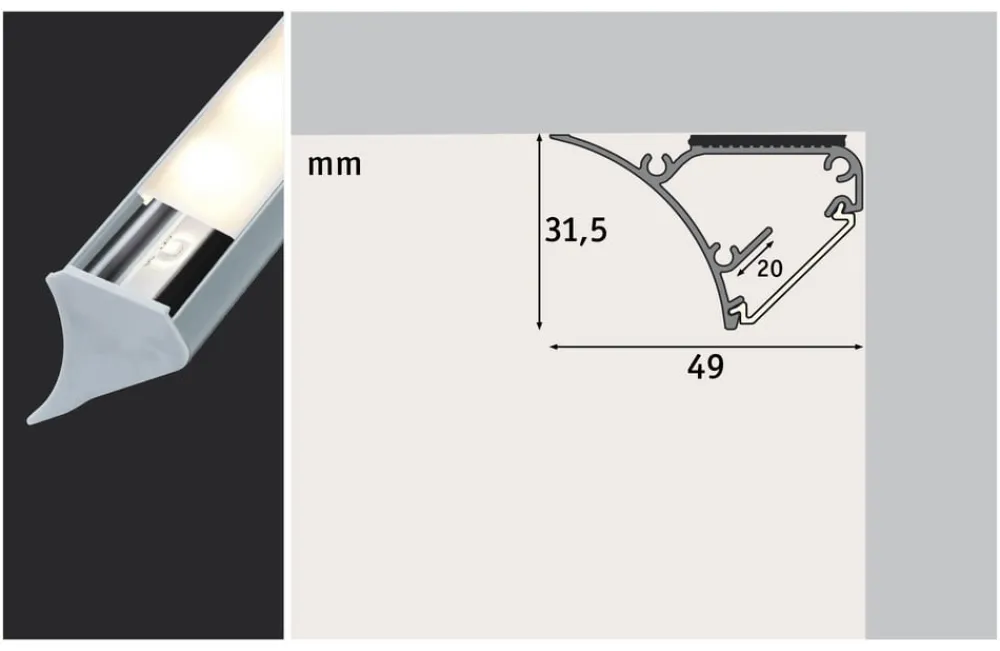 Corner Profil 1m til LED-Stripe^Paulmann Hot