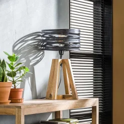 Zijlstra Crossround-bordlampe med trefod i træ