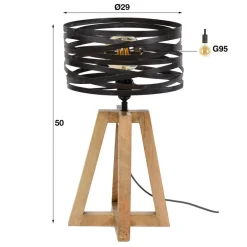 Zijlstra Crossround-bordlampe med trefod i træ