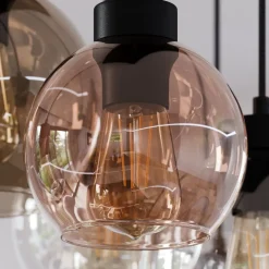 TK Lighting Cubus hængelampe, 85 cm, 8 lyskilder, klar/honning/brun, glas