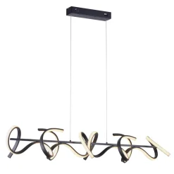 JUST LIGHT. GmbH Curls LED-hængelampe, sort, metal, 99 cm lang, dæmpbar