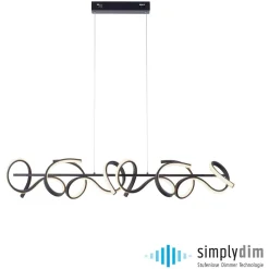 JUST LIGHT. GmbH Curls LED-hængelampe, sort, metal, 99 cm lang, dæmpbar