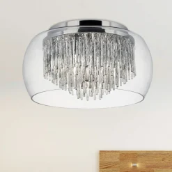 Curva loftlampe af glas med alu-spiraler^Searchlight Discount